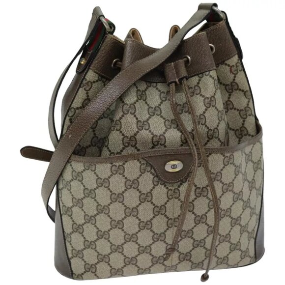 GUCCI Web Sherry Line GG Supreme Shoulder Bag Beige Red - Picture 1 of 10